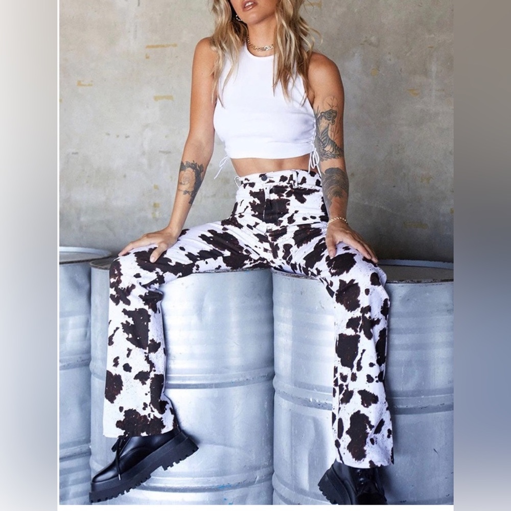Motel Rocks Cow Print Zoven Pants Size 2 (XS) worn twice